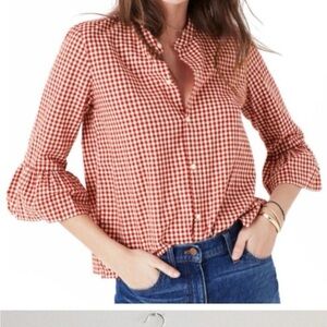 Madewell Gingham Button Down Shirt in Red